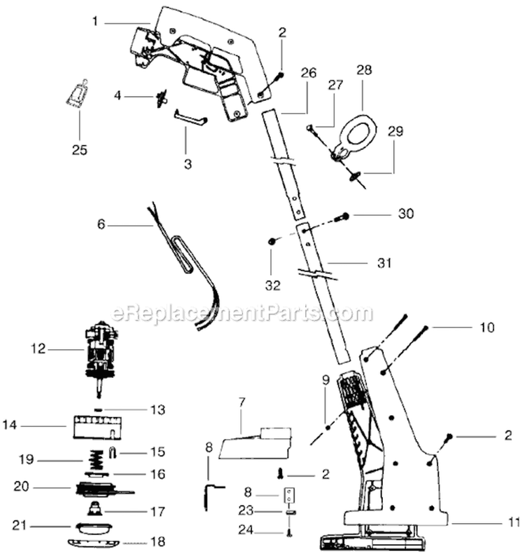 Page A Diagram and Parts List for 1212  Weed Eater Trimmer